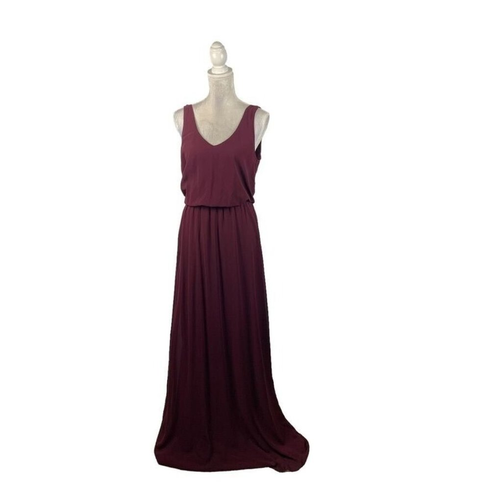 Show Me Your Mumu Kendall Maxi Dress Merlot Chiffon Low Back Bridesmaid M